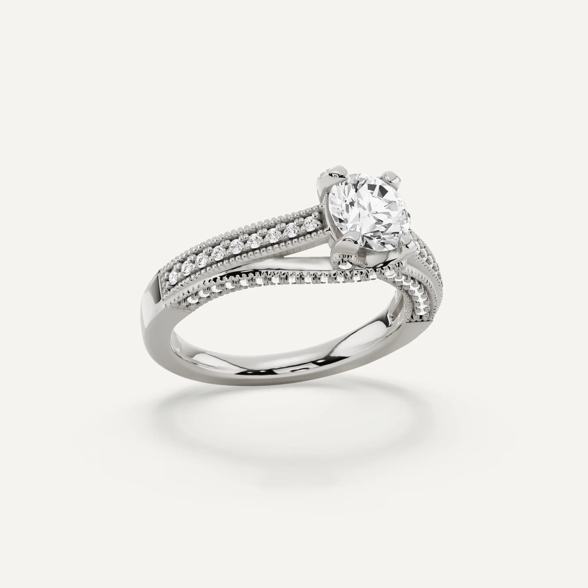 1 ctw Round Diamond Luxe Side Stone Engagement Ring