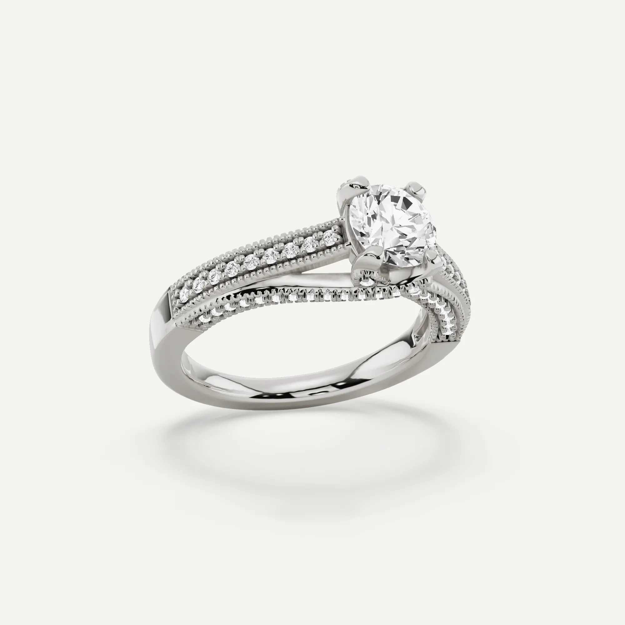 1 ctw Round Diamond Luxe Side Stone Engagement Ring