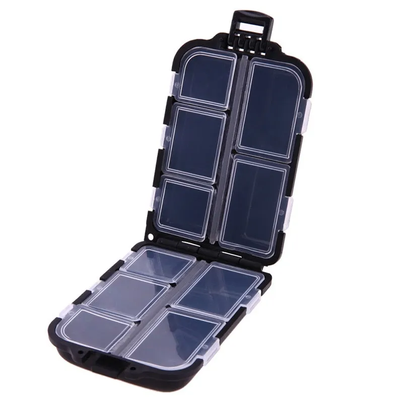 10 Compartment Mini Storage Case Flying Fishing Tackle Box Fishing Spoon Hook Bait Storage Box Fishing Accessories