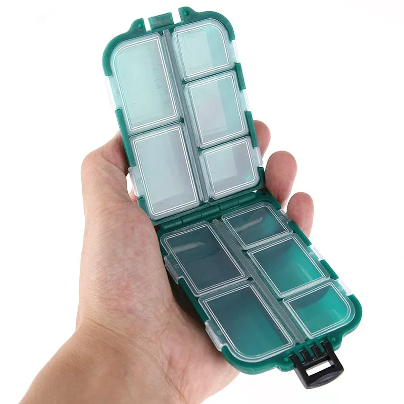 10 Compartment Mini Storage Case Flying Fishing Tackle Box Fishing Spoon Hook Bait Storage Box Fishing Accessories