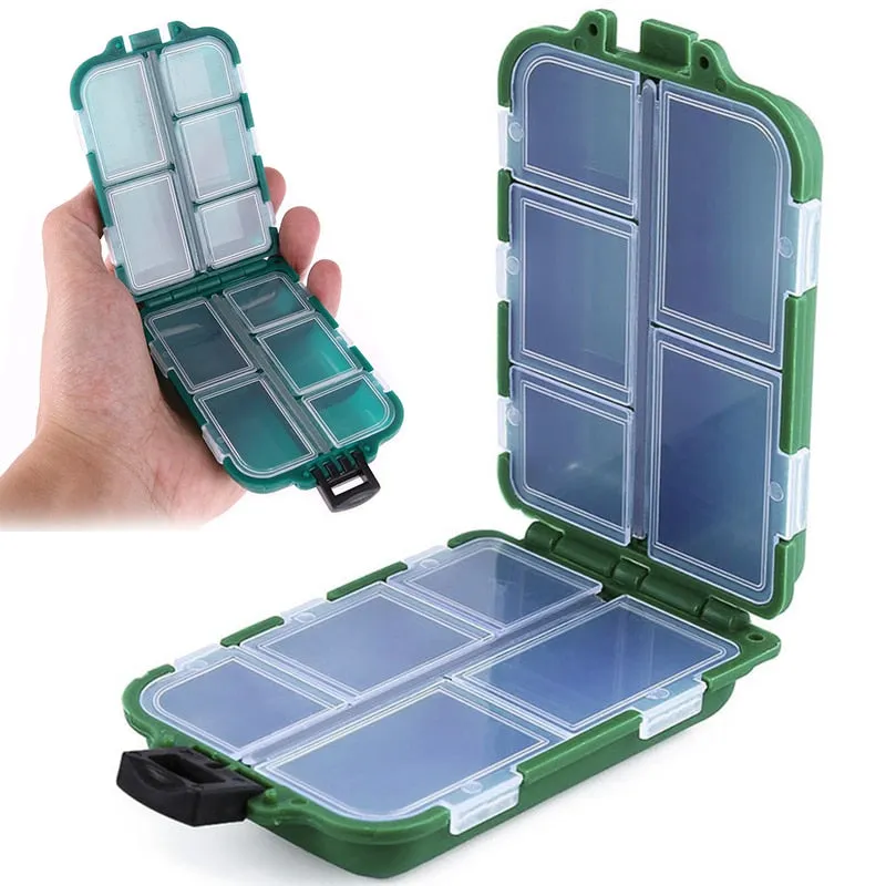 10 Compartment Mini Storage Case Flying Fishing Tackle Box Fishing Spoon Hook Bait Storage Box Fishing Accessories