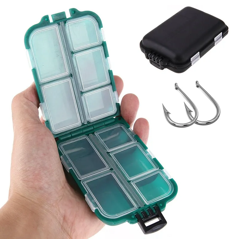 10 Compartment Mini Storage Case Flying Fishing Tackle Box Fishing Spoon Hook Bait Storage Box Fishing Accessories