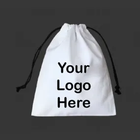 100 Custom Jewelry Pouch - Personalized Drawstring Pouch - White Cotton Drawstring Bag - Jewelry Bag With Logo - Jewellery Packaging Bulk