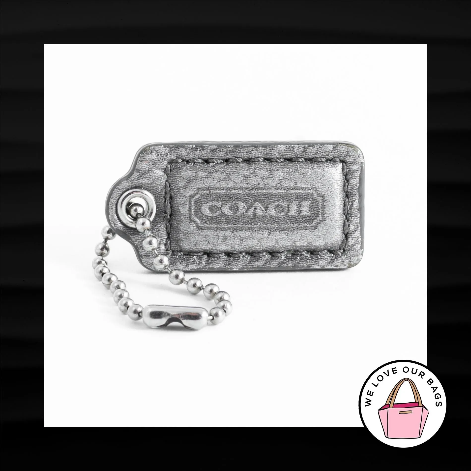 1.5" COACH GREY EXOTIC SNAKESKIN LEATHER KEYFOB CHARM KEYCHAIN HANG TAG WRISTLET