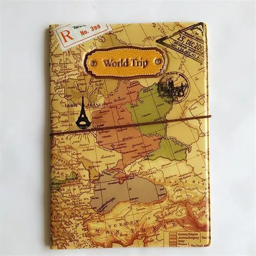 2017 New World Trip Map Travel Passport Covers for Men , PVC Leather ID Card Bag Passport holder  Passport Wallets 14*9.6cm