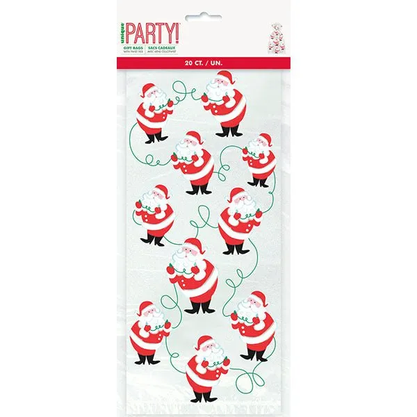 20pk Printed Santa Christmas Cello Bags