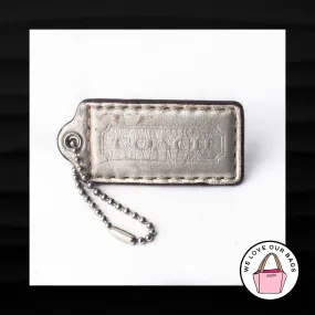 2.25" Medium COACH SILVER LEATHER KEY FOB BAG CHARM KEYCHAIN HANGTAG TAG