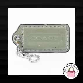 2.5" Large COACH GREEN GRAY LEATHER KEY FOB BAG CHARM KEYCHAIN HANGTAG TAG