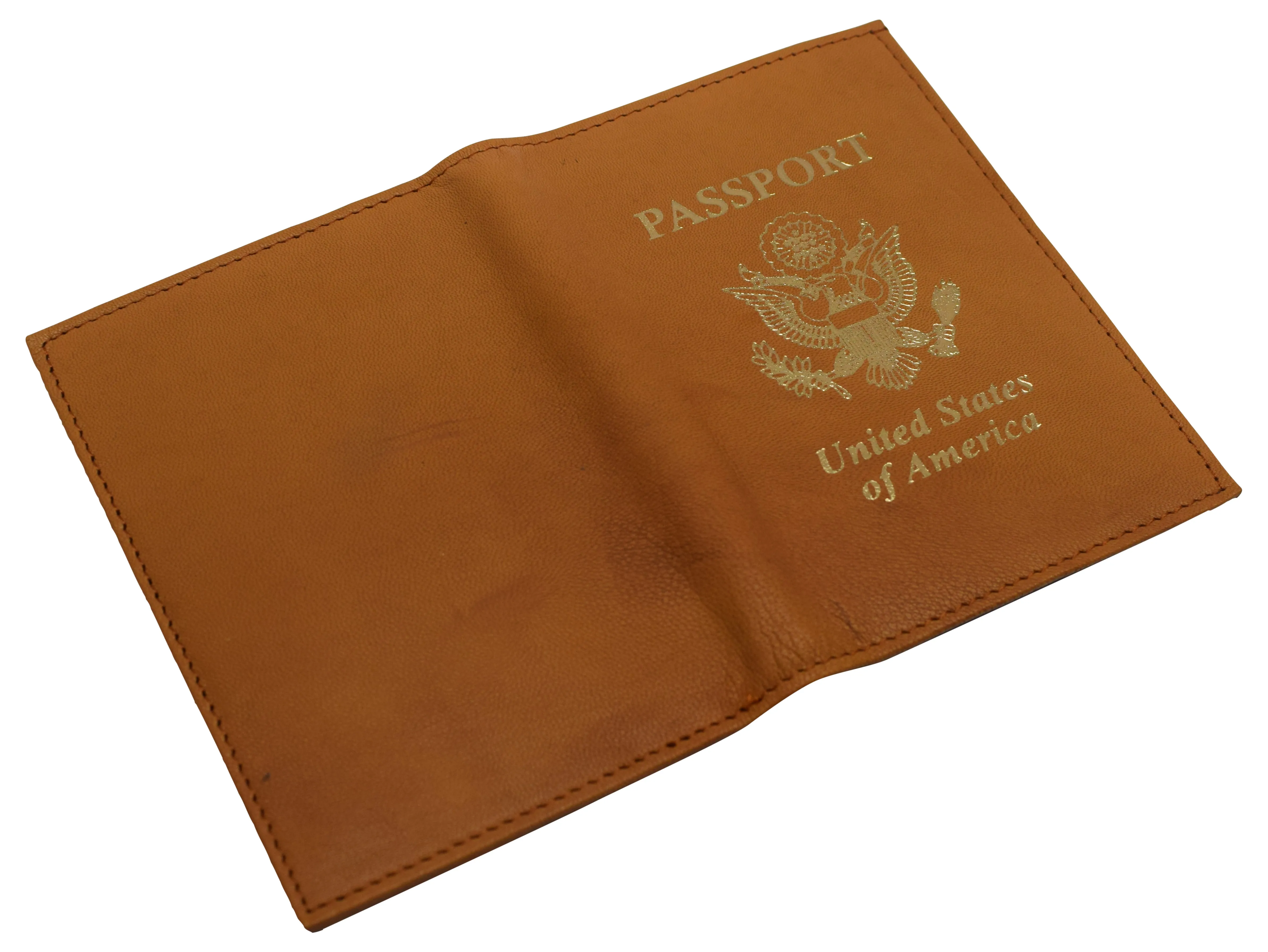 351CFUSA Genuine Leather USA Logo Travel Passport Card Holder Case Protector Cover Wallet