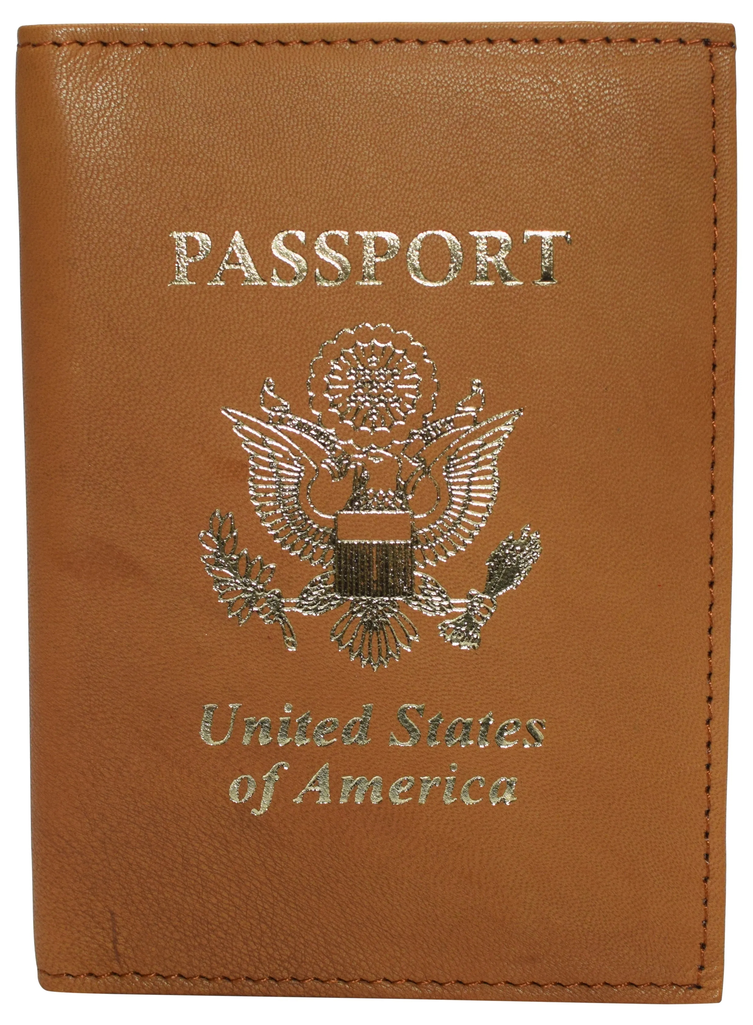 351CFUSA Genuine Leather USA Logo Travel Passport Card Holder Case Protector Cover Wallet