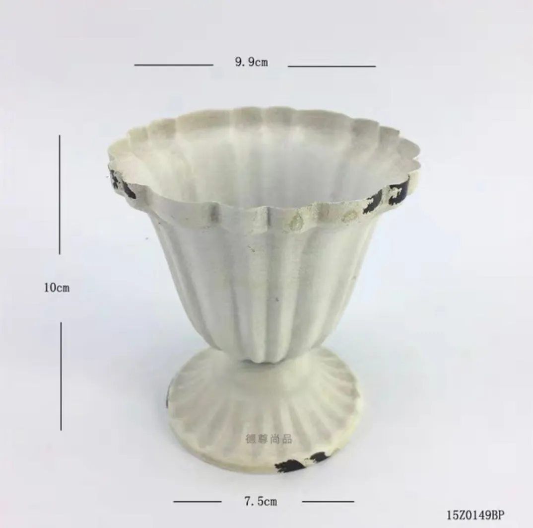 4” high White cup METAL container