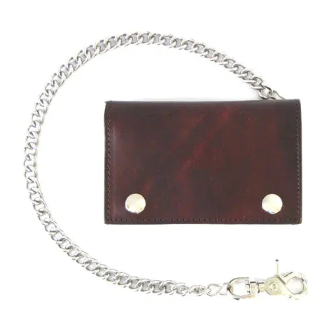 6'' Tri Fold Wallet w/Chain-Antique