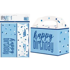 6pk Happy Birthday Large Blue Party Boxes