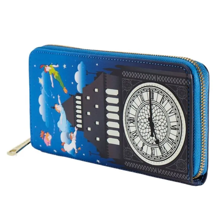 6" Disney : Peter Pan - Clock Glow in the Dark Faux Leather Zip Around Wallet Loungefly