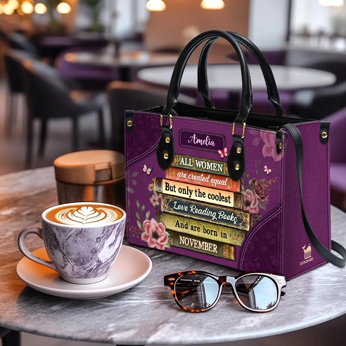 All Women Are Created Equal Leather Handbag Book Lovers Gift LHB89