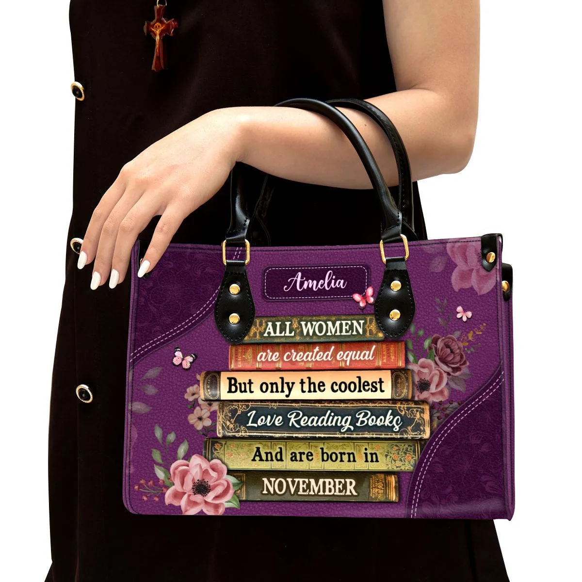 All Women Are Created Equal Leather Handbag Book Lovers Gift LHB89