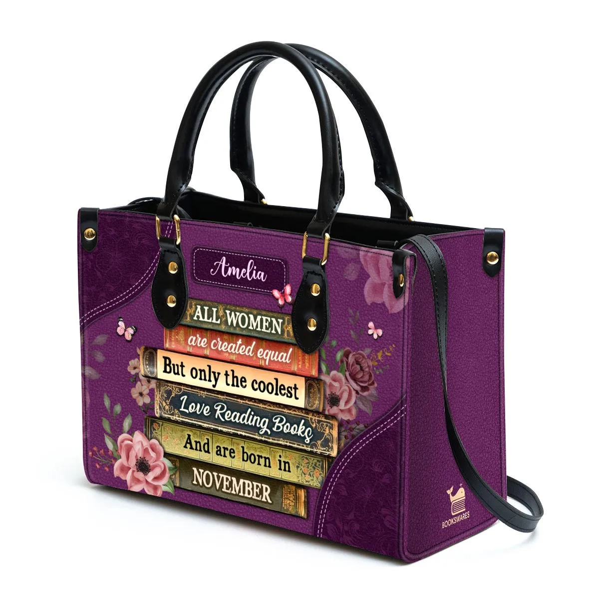 All Women Are Created Equal Leather Handbag Book Lovers Gift LHB89