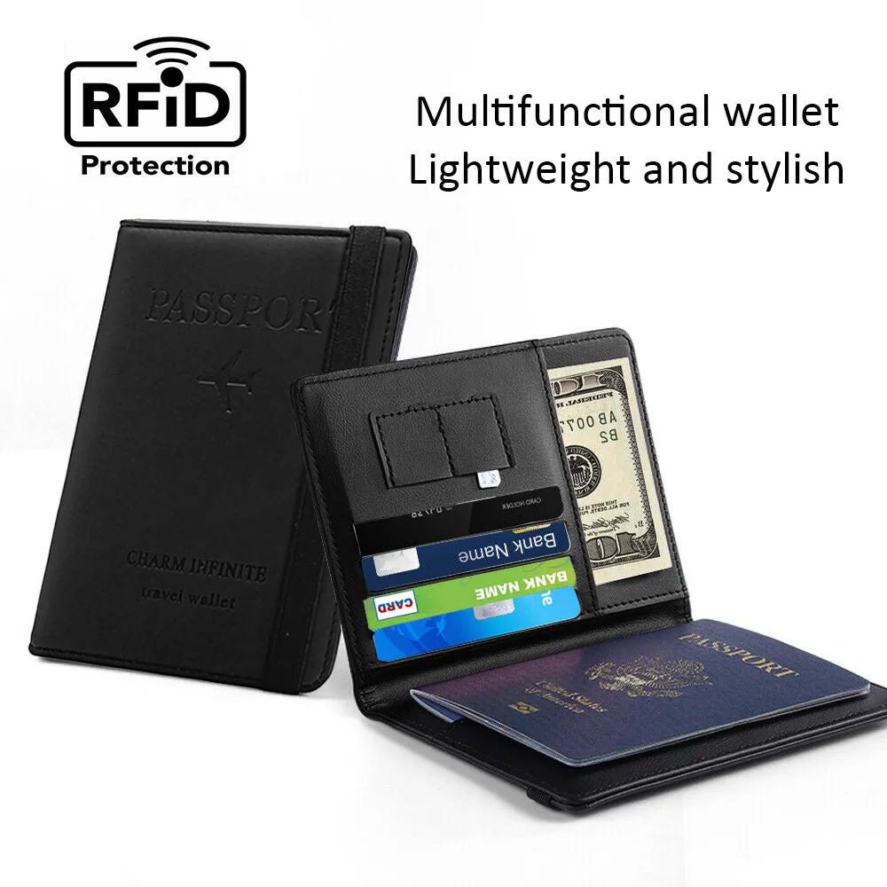 AMZER RFID Travel Passport Book Holder with Elastic Band with Slots for Credit Card and ID