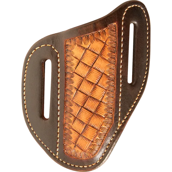 ANGLED KNIFE SHEATH WITH DARK FRAMED MINI WEAVE TOOLING - LARGE