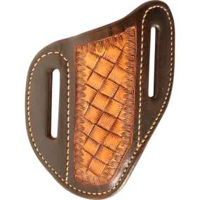 ANGLED KNIFE SHEATH WITH DARK FRAMED MINI WEAVE TOOLING - LARGE