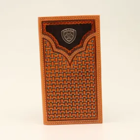 Ariat Men's Basket Weave Pierced Shield Rodeo Wallet