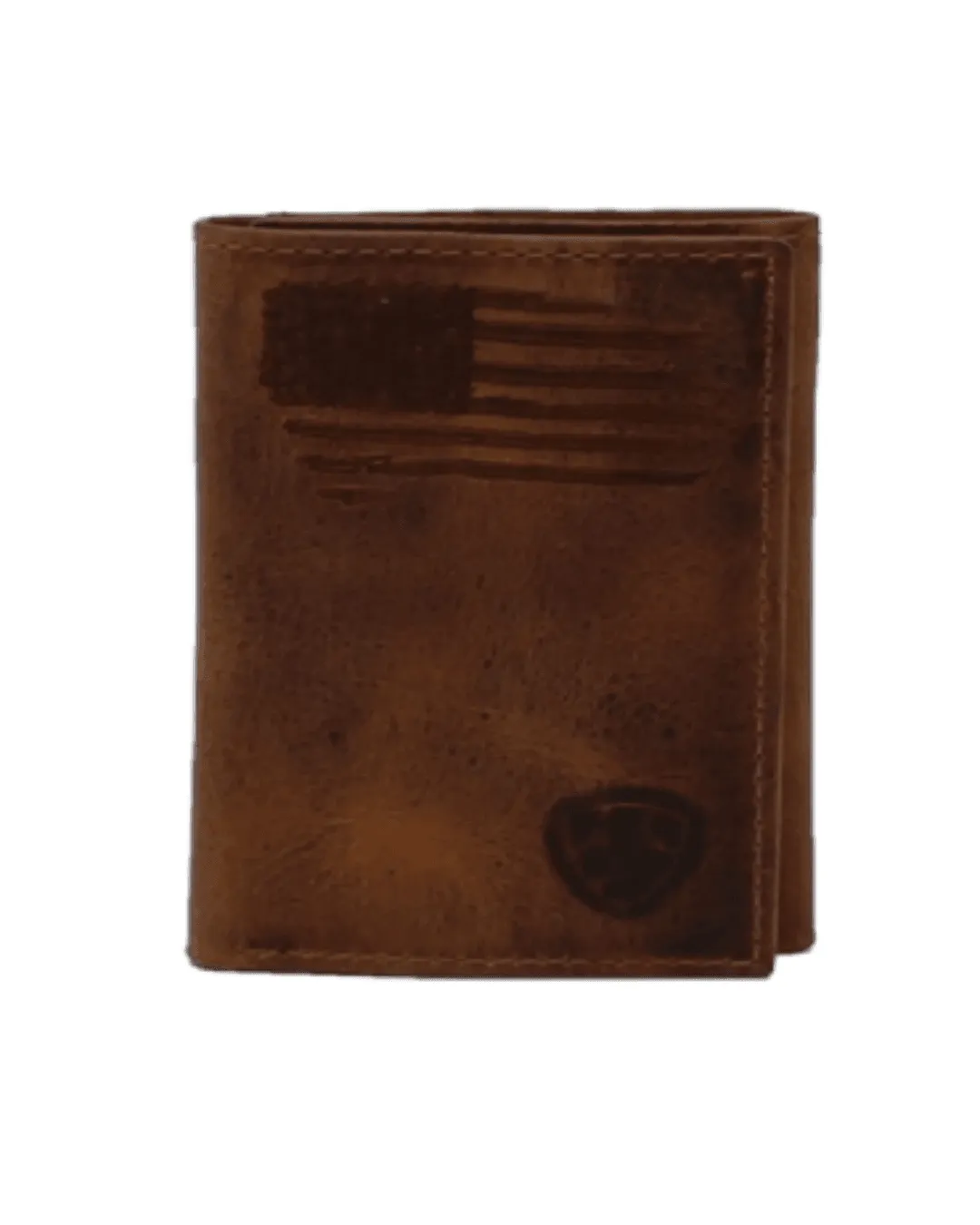 Ariat Men’s Brown Stitched Flag Trifold Wallet A3545402