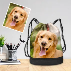 Back to School Gifts Bundle Photo Backpack Pet Bag For Supplies Custom Photo On Drawstring Sportpack