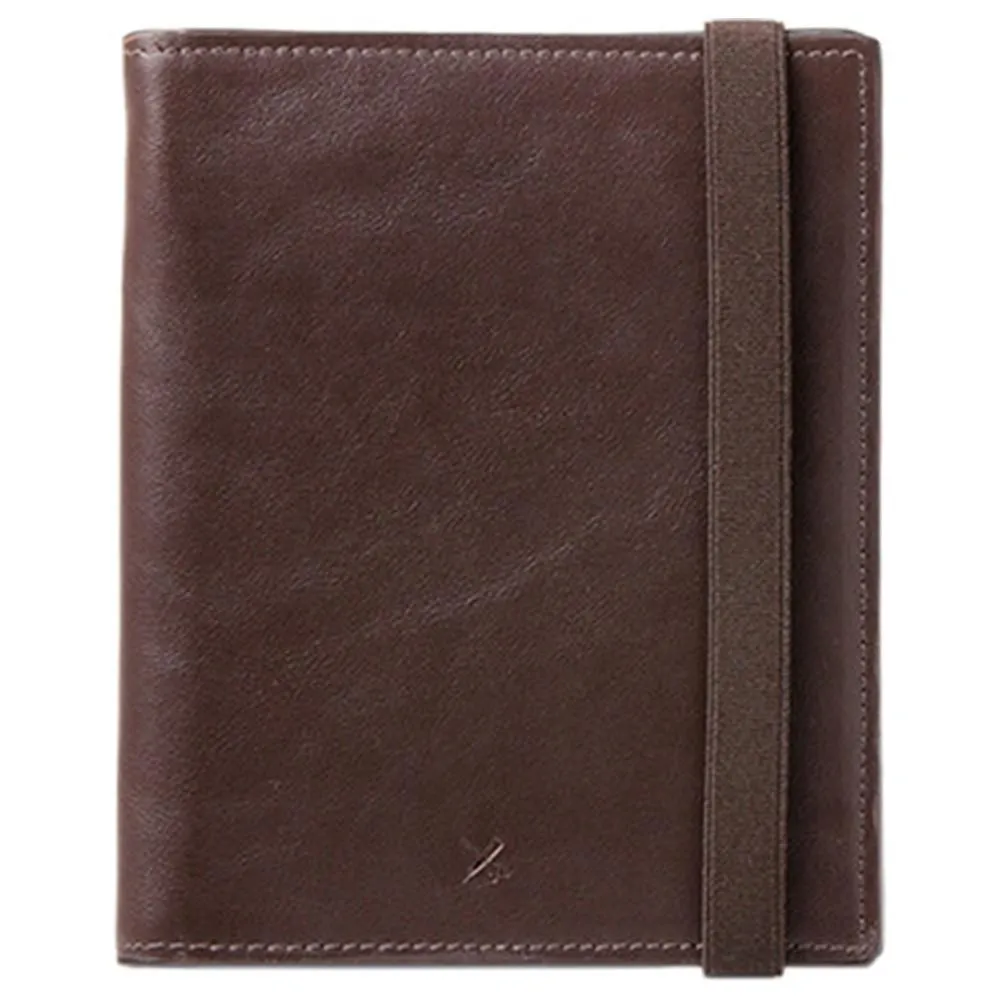 Barber Shop "Fringe" Leather Passport & Memory Card Holder (Dark Brown)