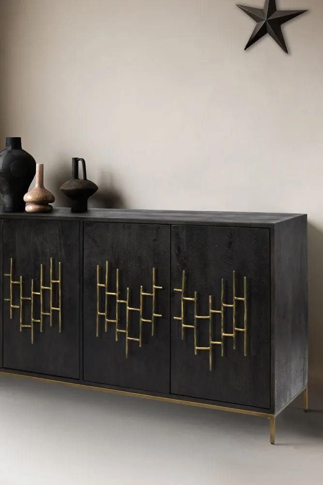 Beautiful Black Sideboard with Gold Detailing