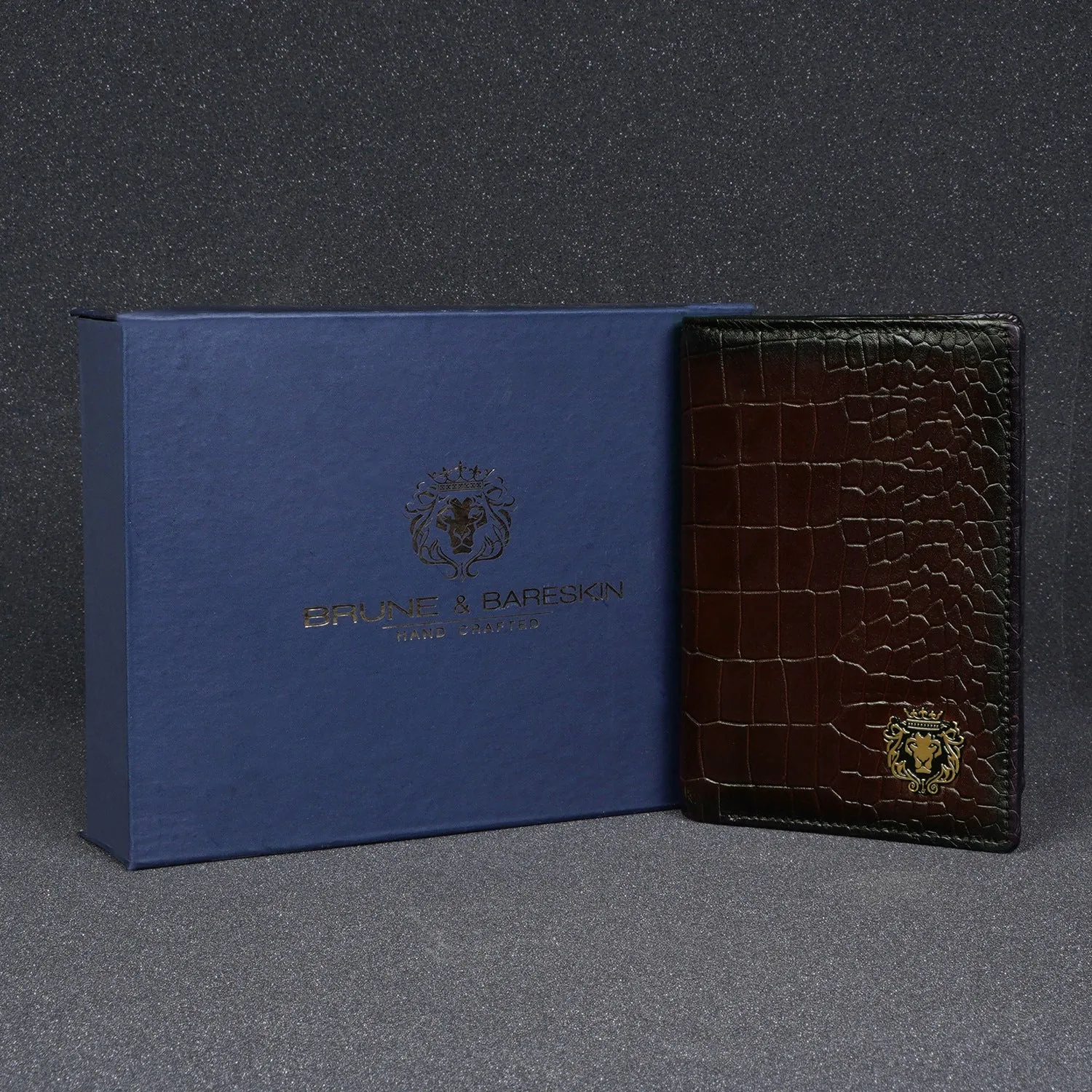 Bi-Fold Dark Brown Passport Holder in Deep Cut Leather