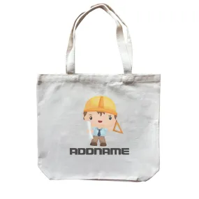 Birthday Construction Architect Boy In Work Addname Canvas Bag