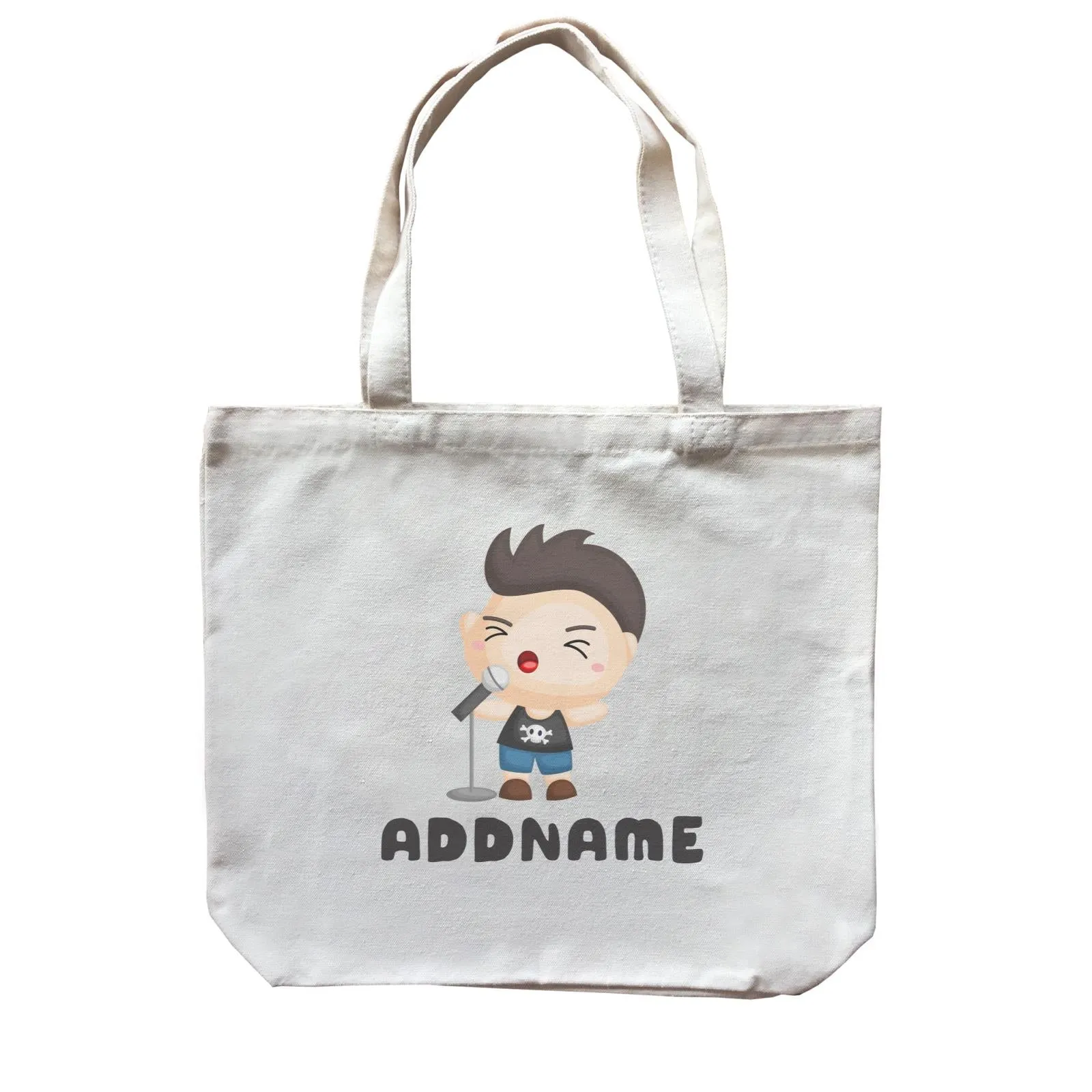 Birthday Music Band Boy Singing Mic Addname Canvas Bag