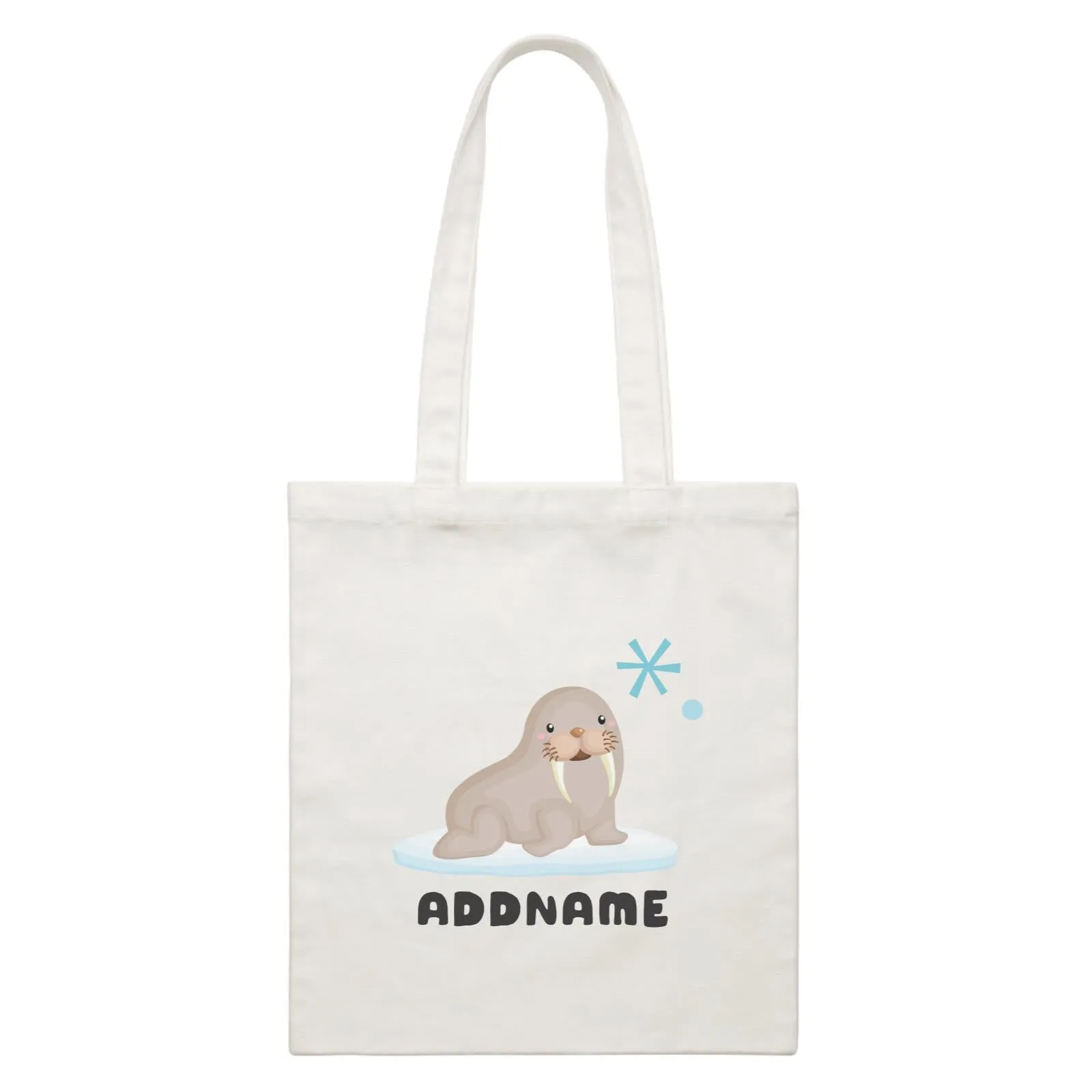 Birthday Winter Animals Snow Seal Addname White Canvas Bag