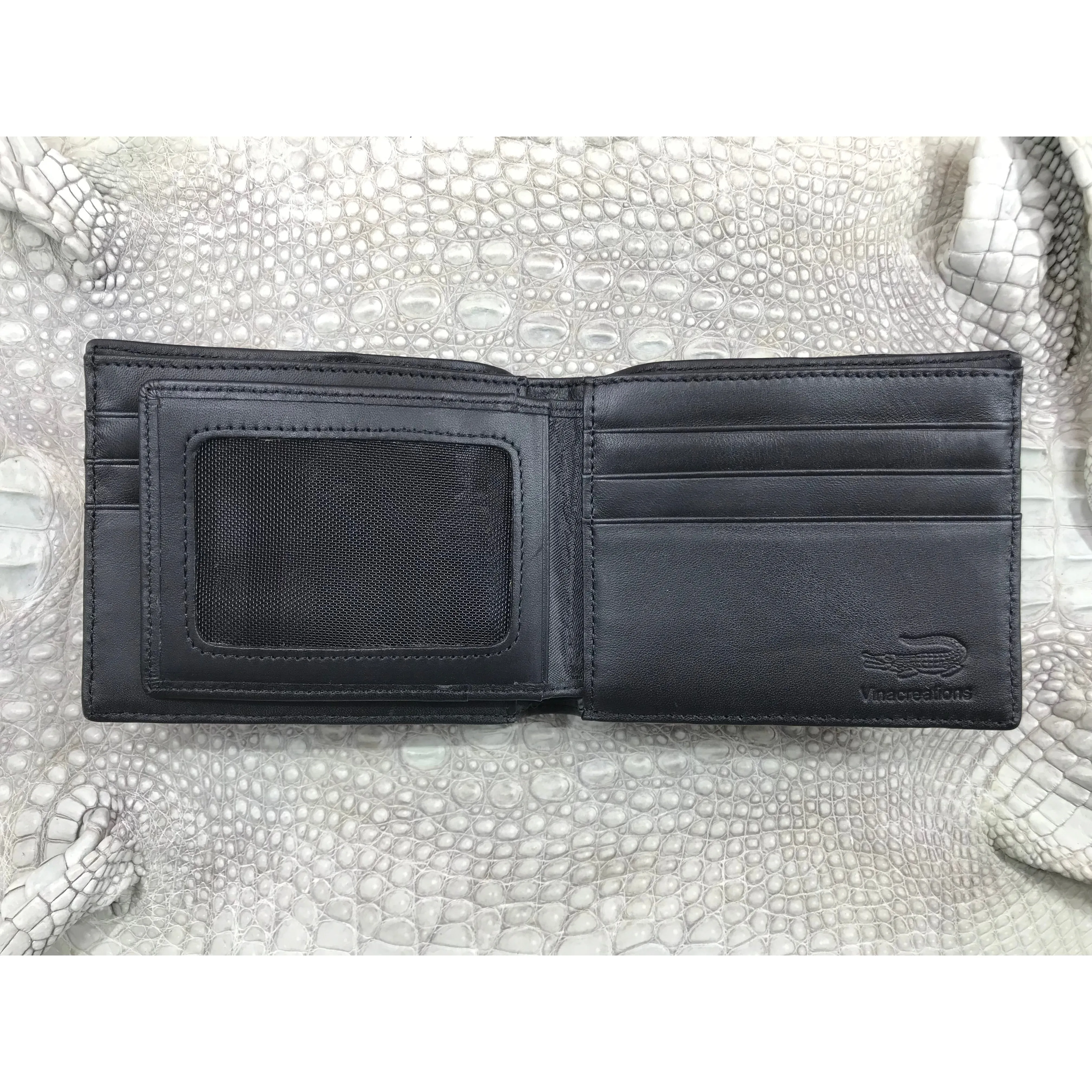 Black Alligator Skin Bifold Wallet For Men | Handmade Crocodile Leather Wallet RFID Blocking | VL5719