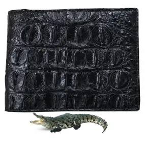 Black Alligator Skin Bifold Wallet For Men | Handmade Crocodile Leather Wallet RFID Blocking | VL5719