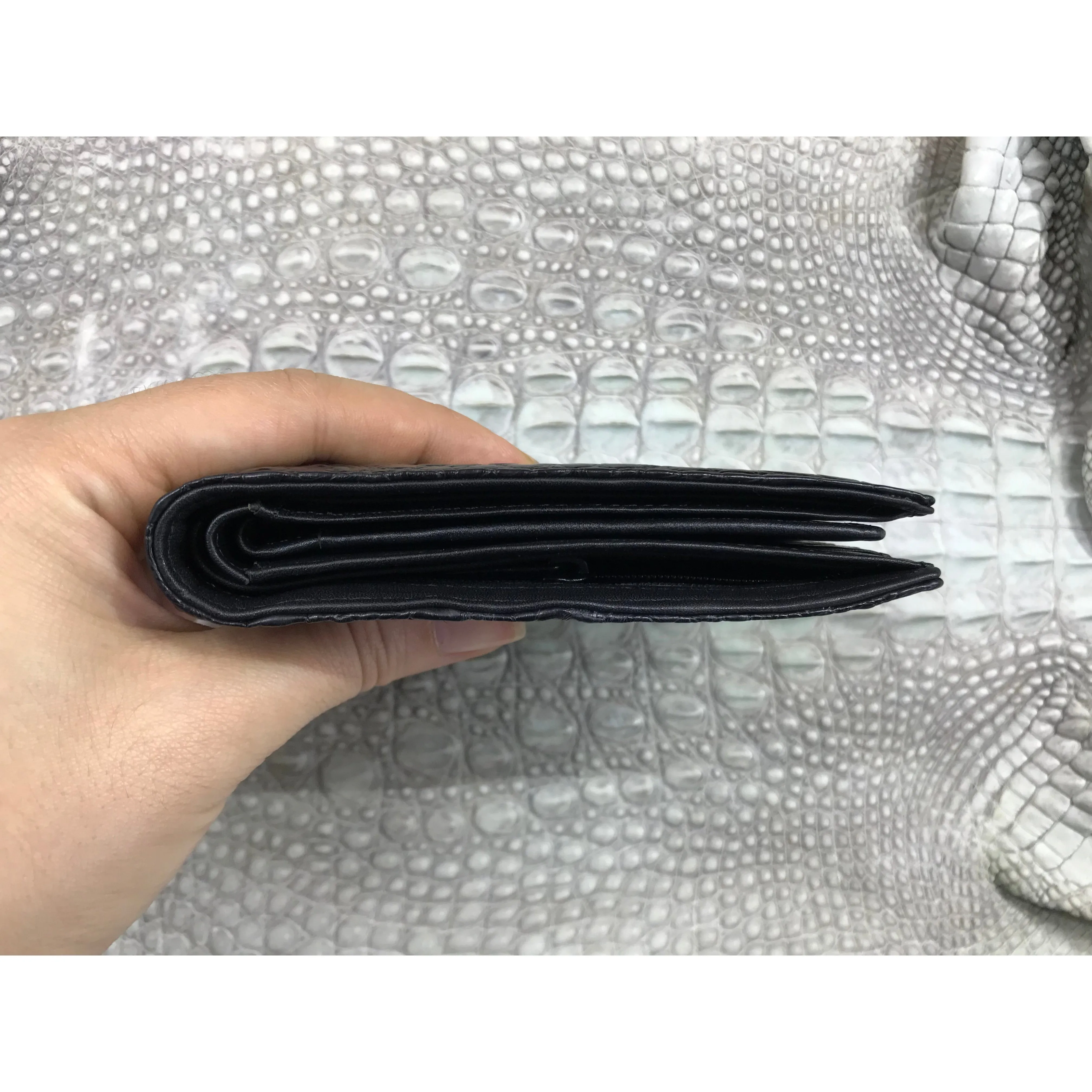 Black Alligator Skin Bifold Wallet For Men | Handmade Crocodile Leather Wallet RFID Blocking | VL5719