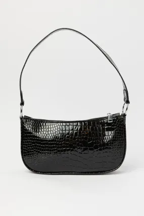 Black Croc Shoulder Bag Hand Bag