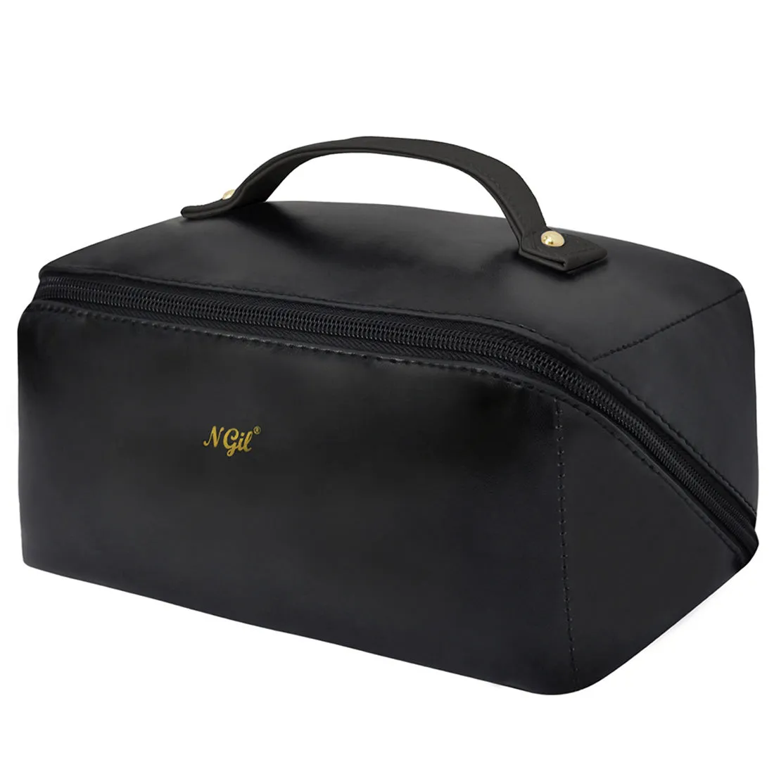 Black NGIL Medium Faux Leather Expandable Travel Toiletry