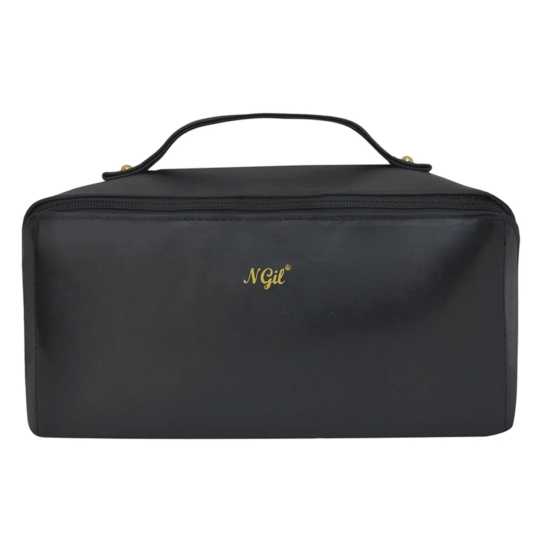 Black NGIL Medium Faux Leather Expandable Travel Toiletry