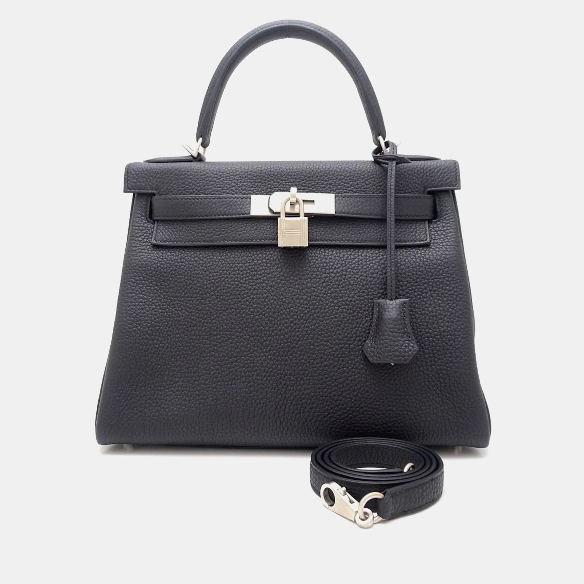 Black Togo Leather Kelly 28 Bag