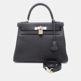 Black Togo Leather Kelly 28 Bag