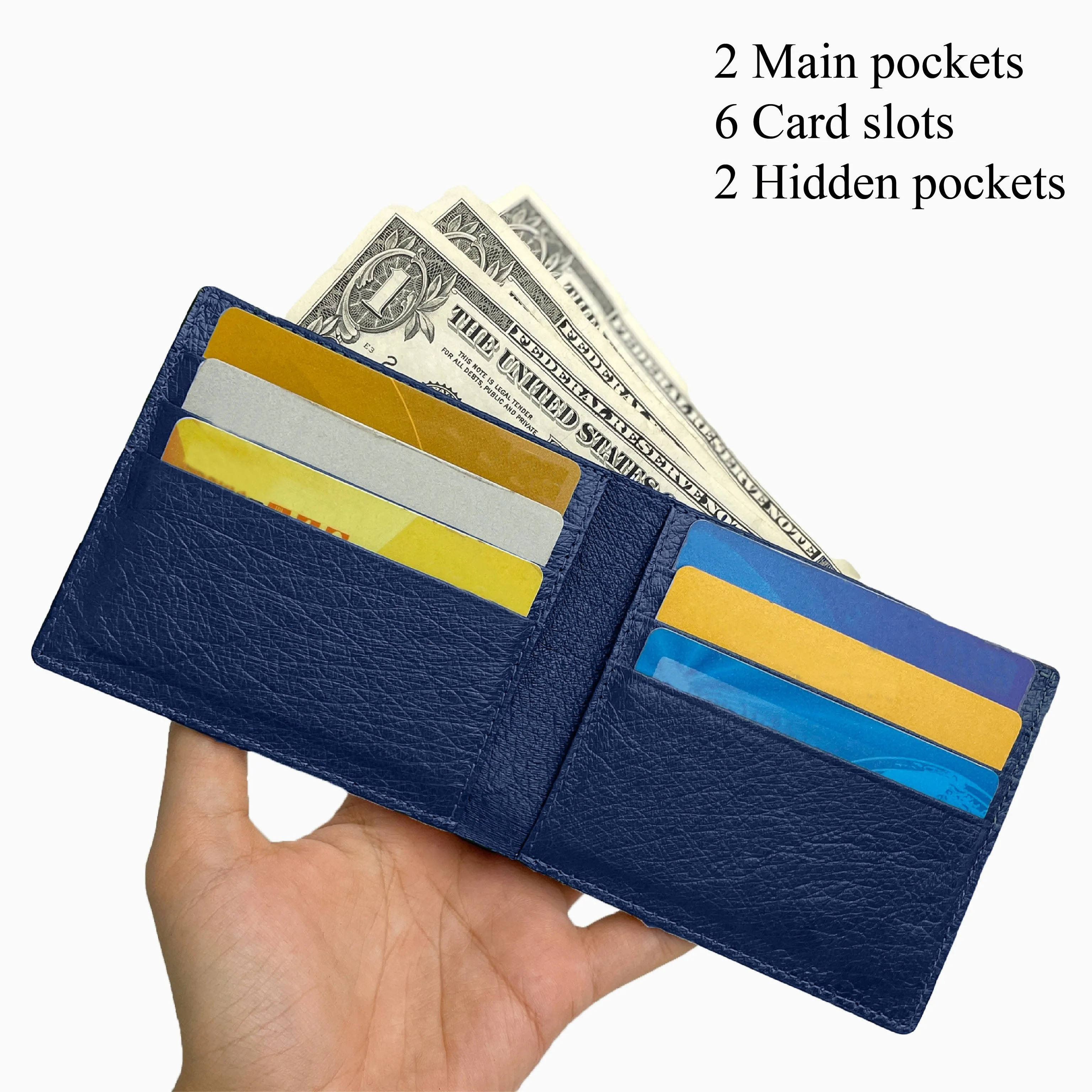 Blue Ostrich Leather Wallet for Men | VINAMOS-04