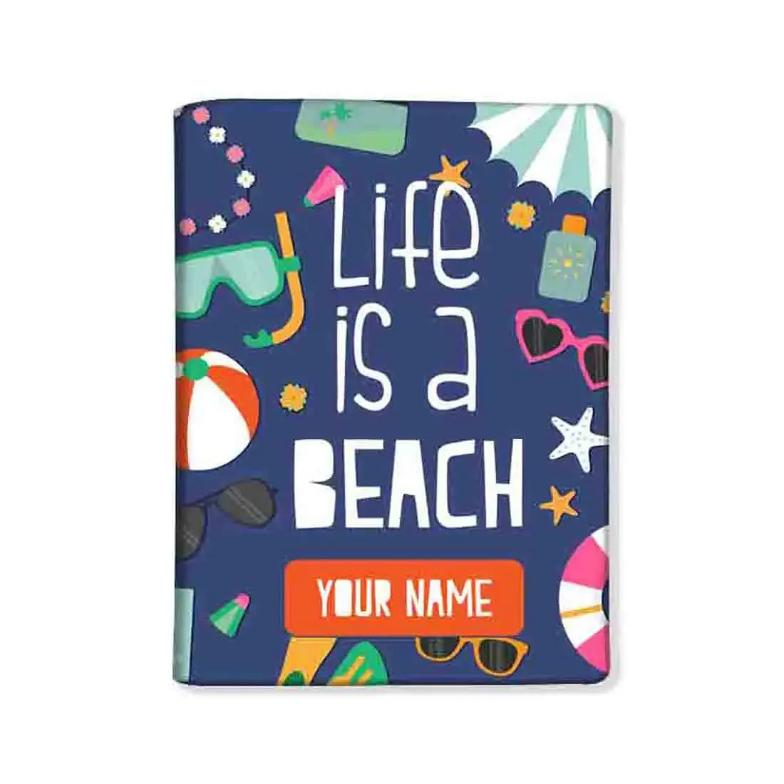 Blue Personalized Passport Cover -  Life Is A Beach Blue