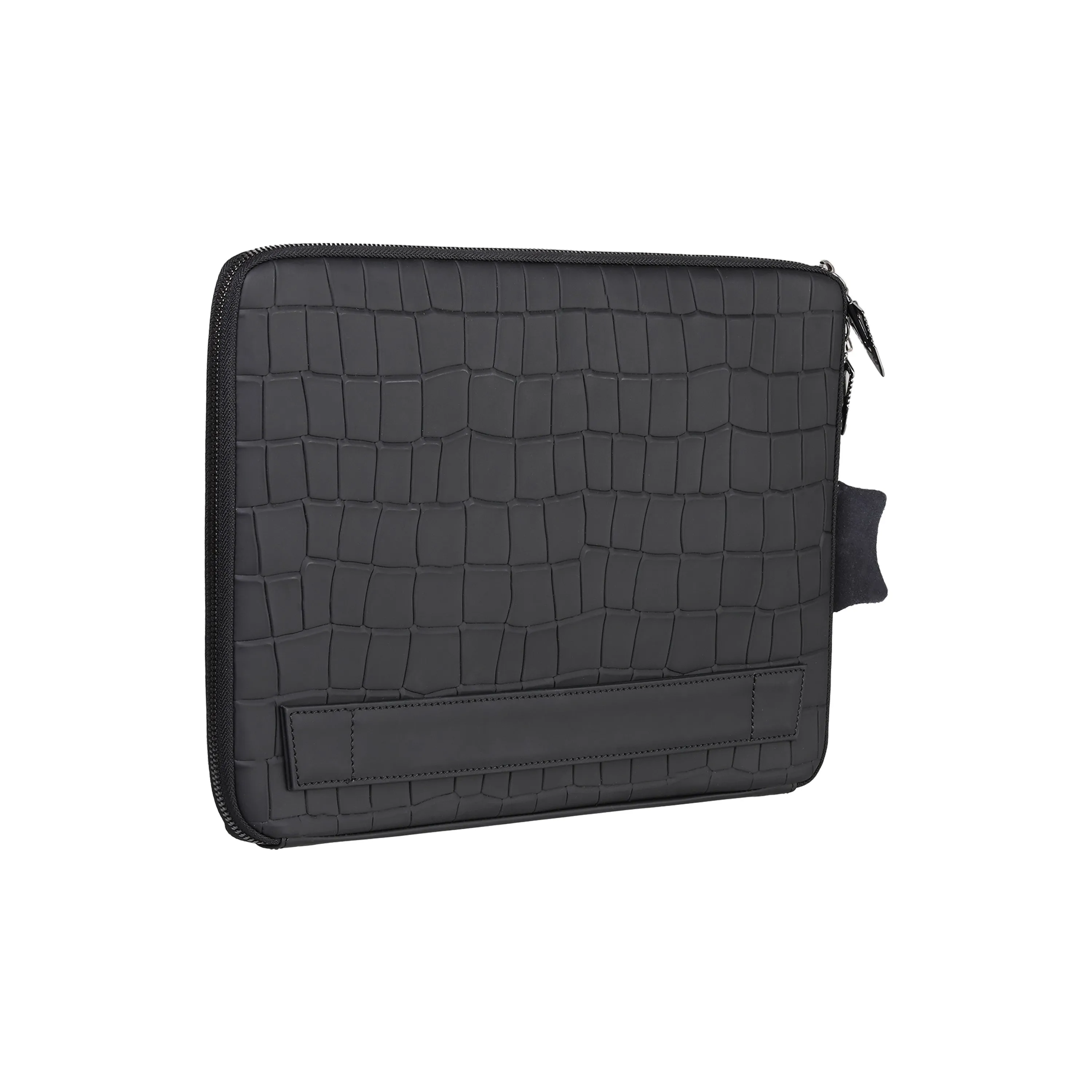 BNJ TABLET LAPTOP SLEEVE BAG BLACK MATT CROCODILE CALFSKIN