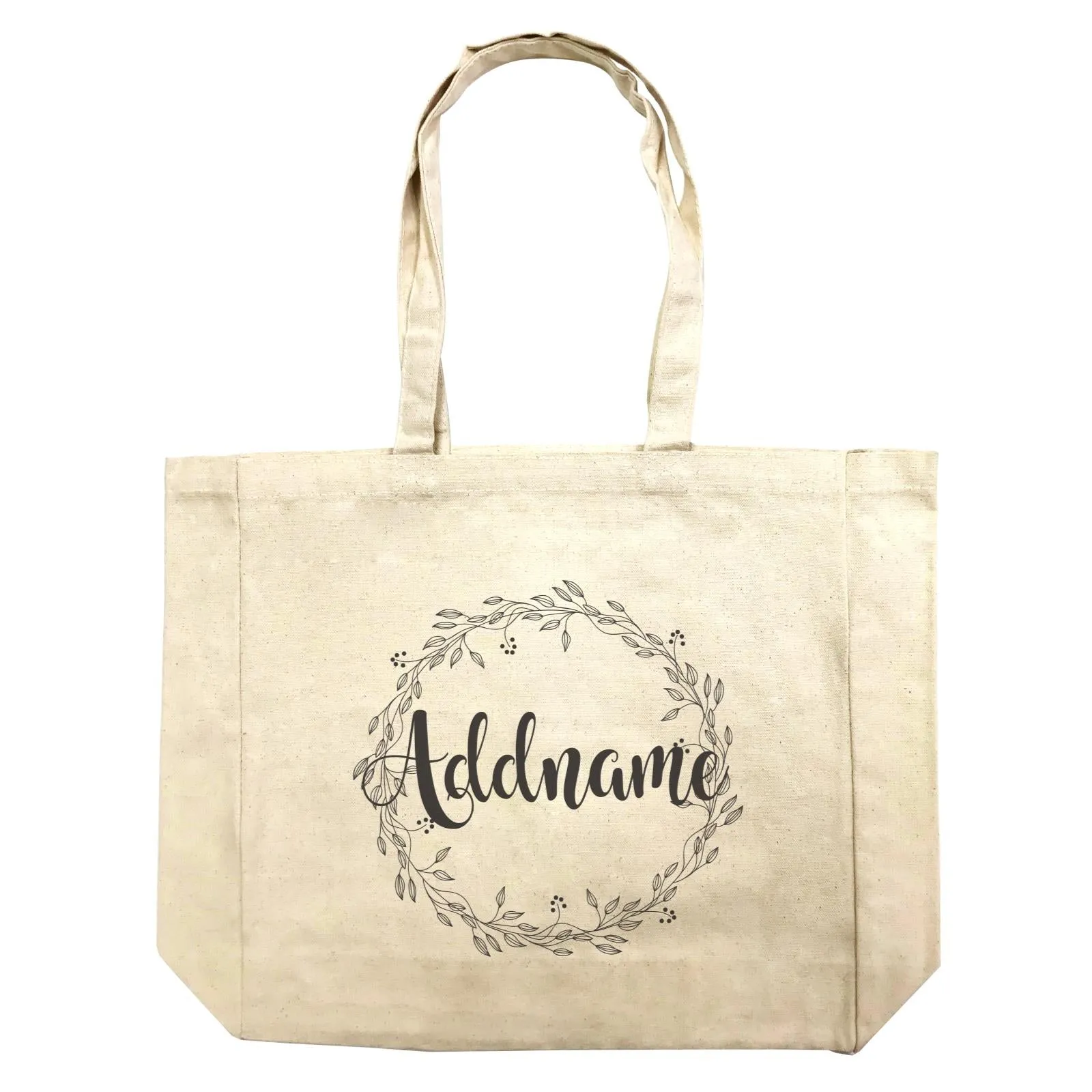 Bridesmaid Monochrome Floral Wreath Addname Shopping Bag