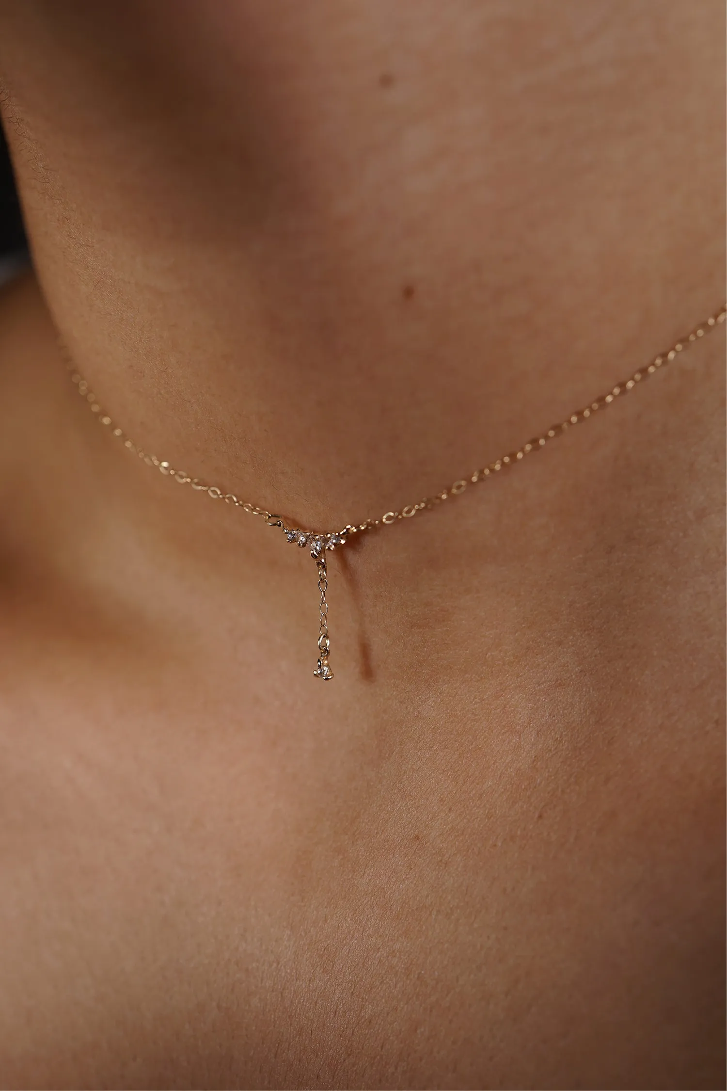 Brilliant Diamond Lune Drop Lariat