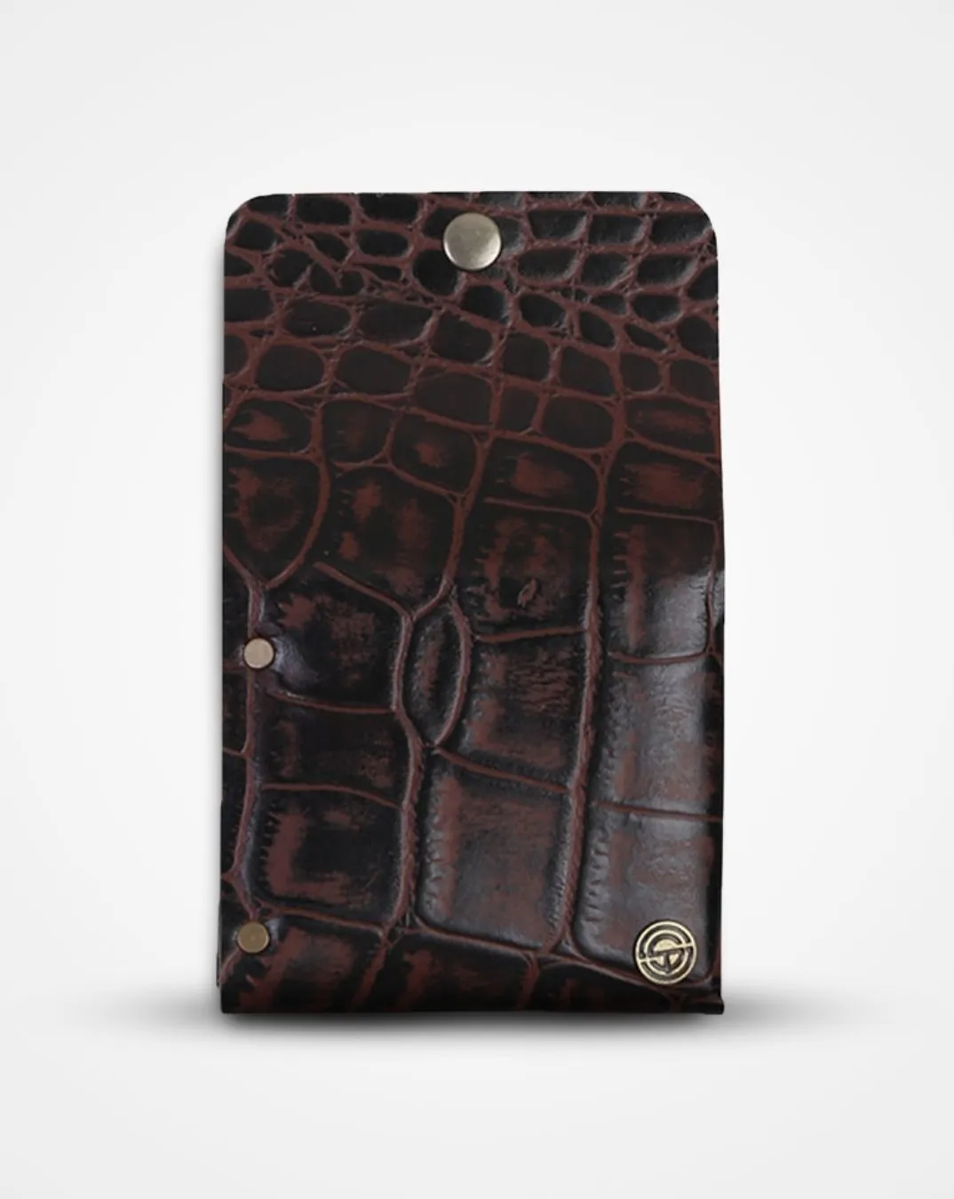 BROWN CROC PRINT NATIVE BATUA - SLIM LEATHER WALLET