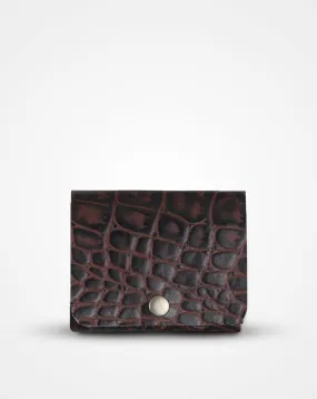 BROWN CROC PRINT NATIVE BATUA - SLIM LEATHER WALLET