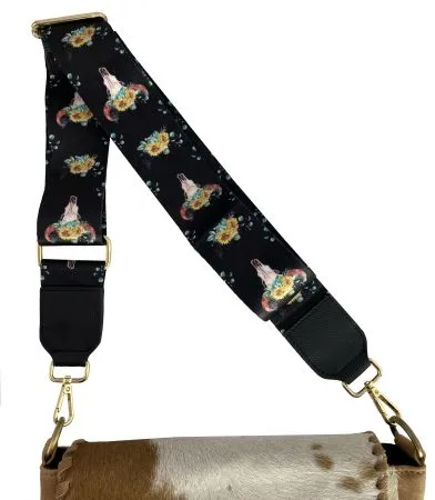 Bull Skull Printed Nylon Replacement Bag Strap