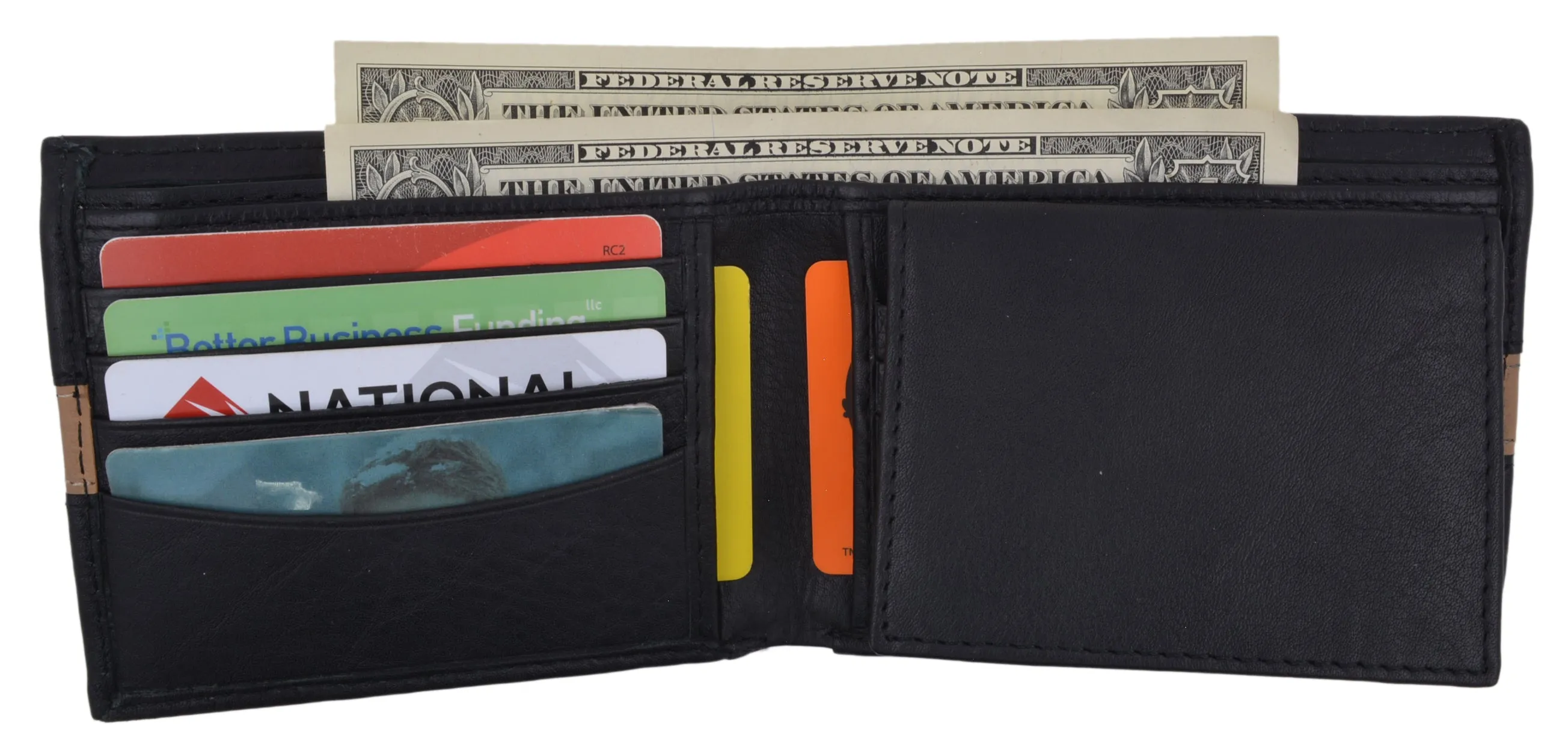 Cavelio Leather Men's Bifold Credit Card Removable ID Wallet